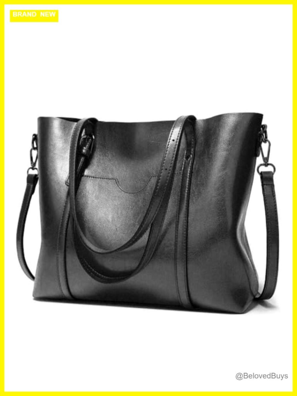 Faux Leather Tote Bag Women Large Zipper Shoulder Purse Work Satchel